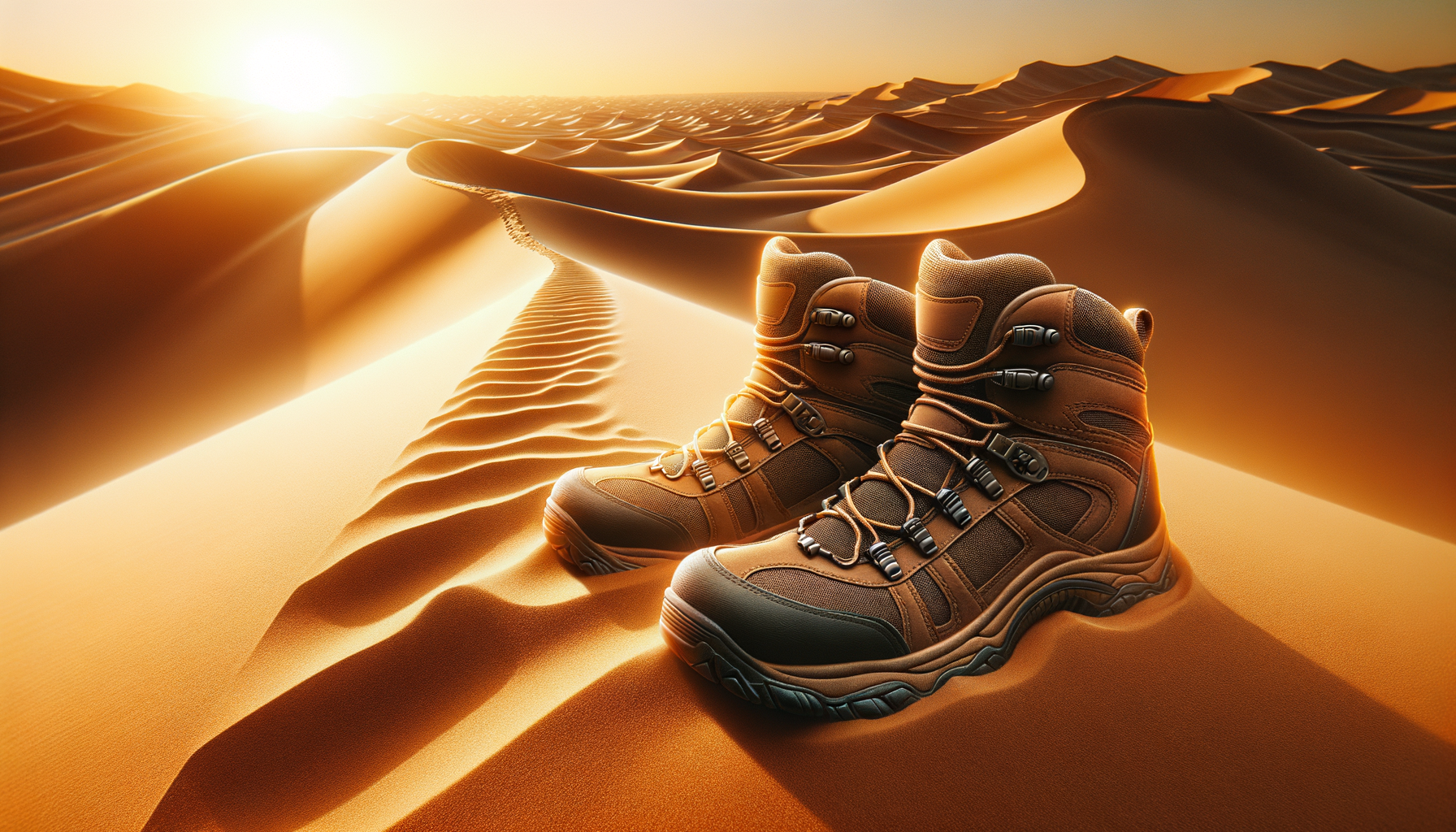 ALT: Durable desert hiking boots on sandy ground