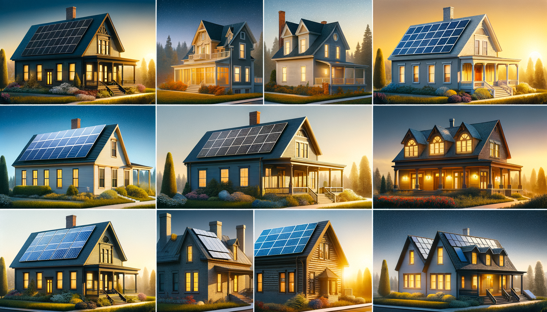 ALT: Various rooftop solar panel installations