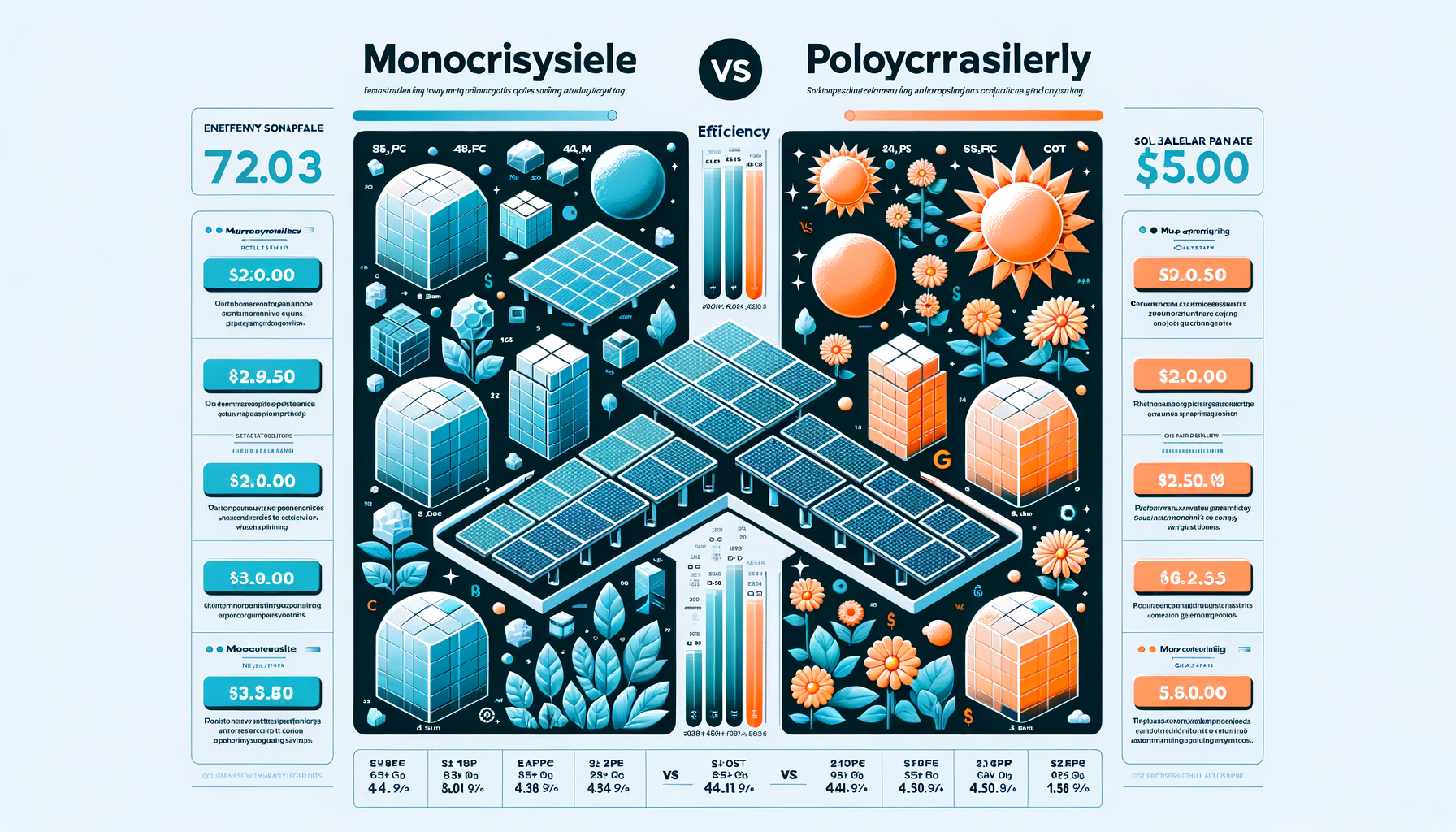 ALT: Efficiency and cost comparison chart for solar panel types