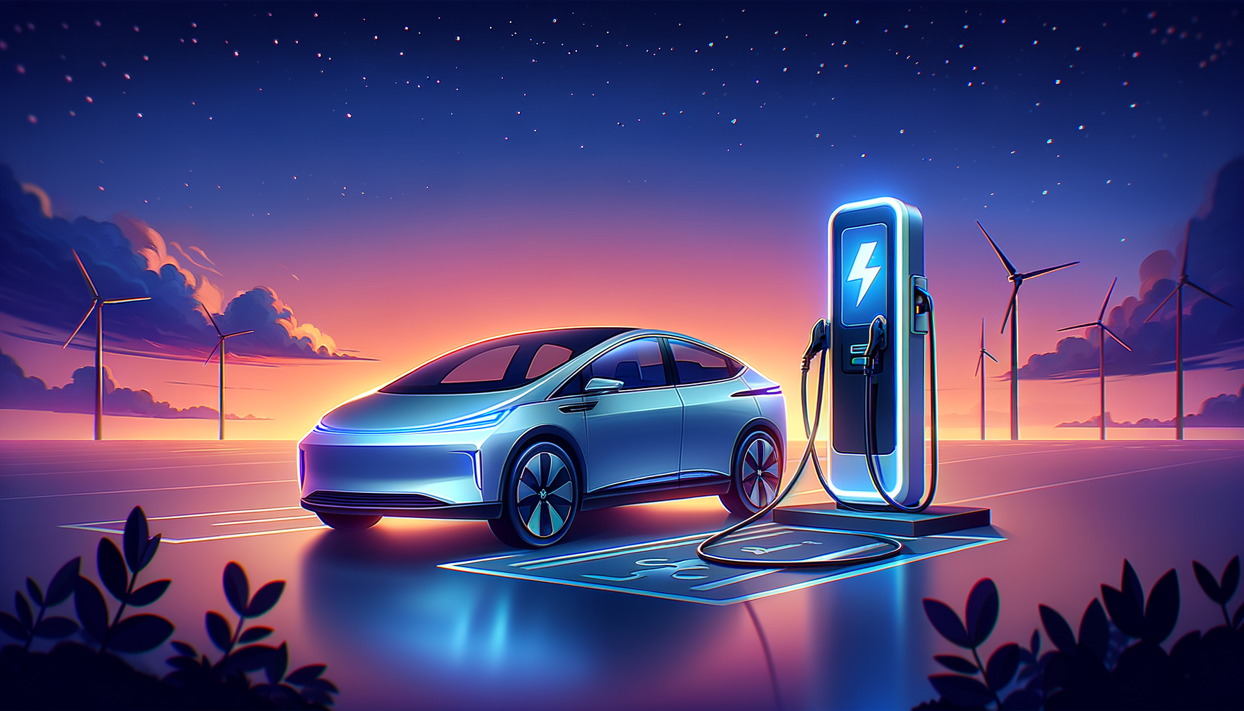 ALT: Tesla Model S charging at Supercharger station