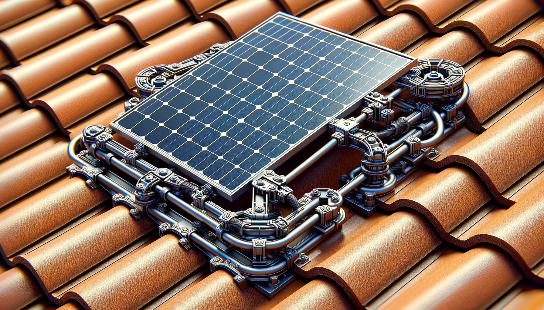 ALT: Secure solar panel mounting system on a clay tile roof