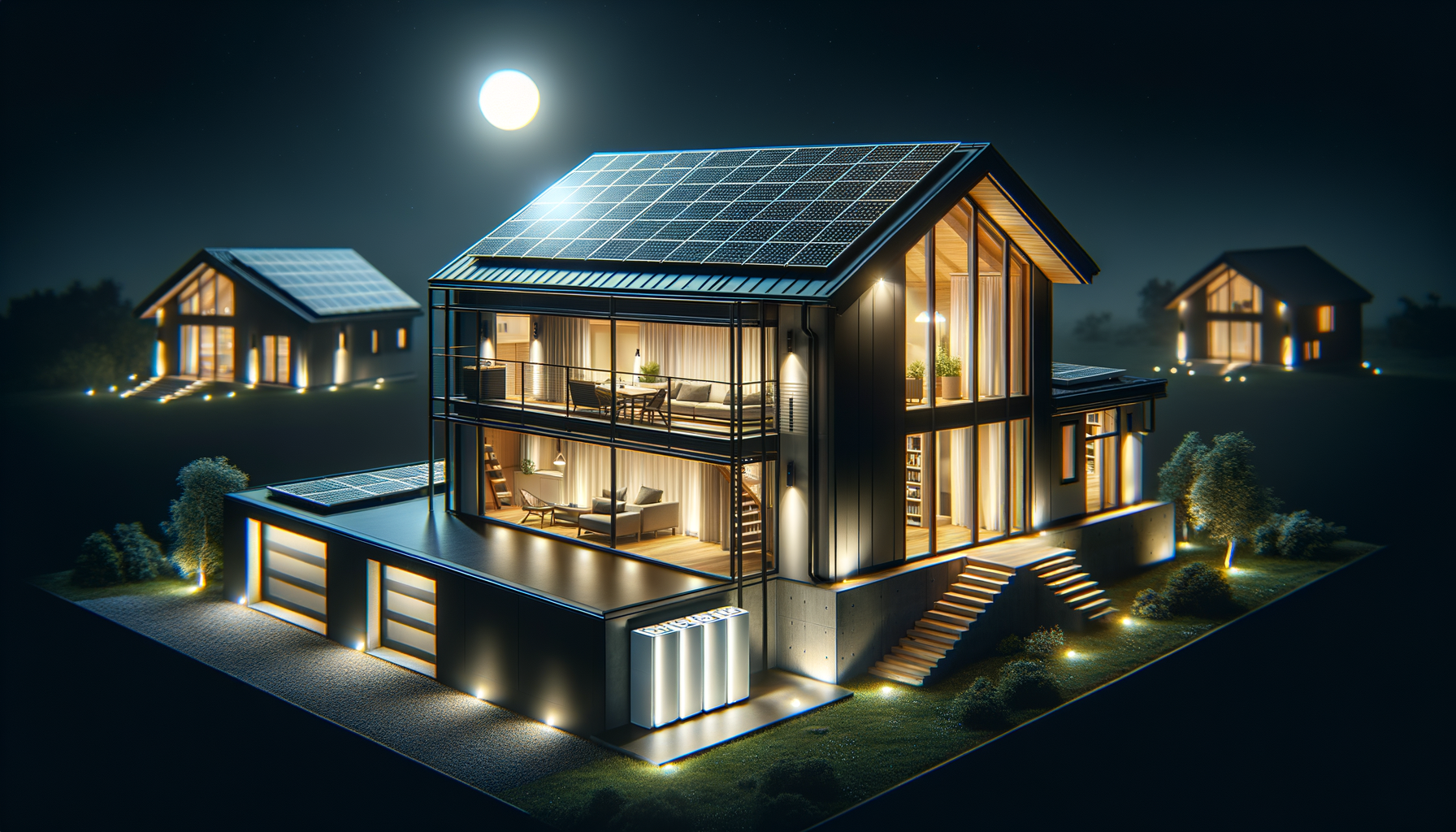 ALT: House lit by solar energy at night