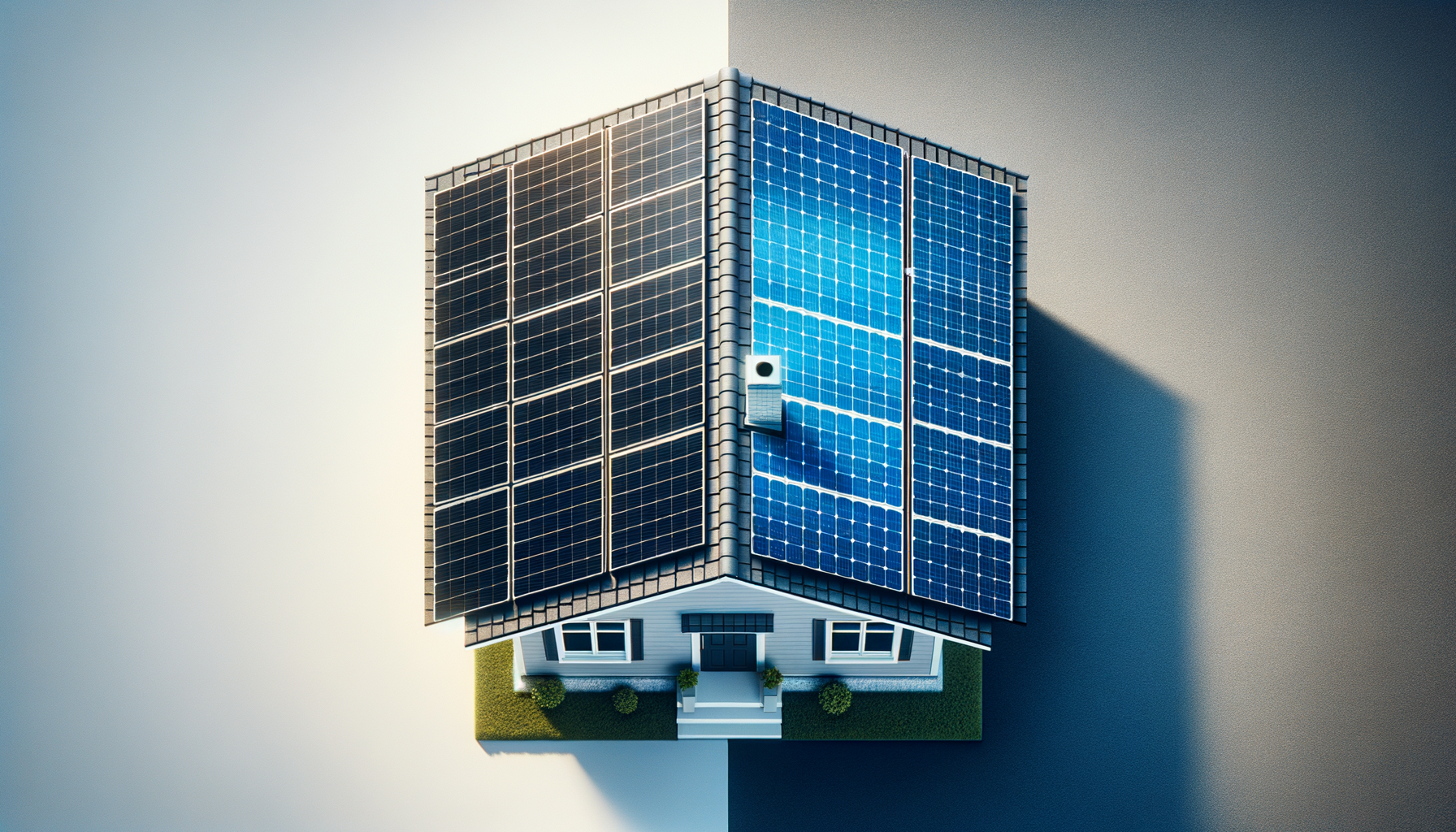 ALT: An array of different solar panels on a house roof showing diversity in appearance and design