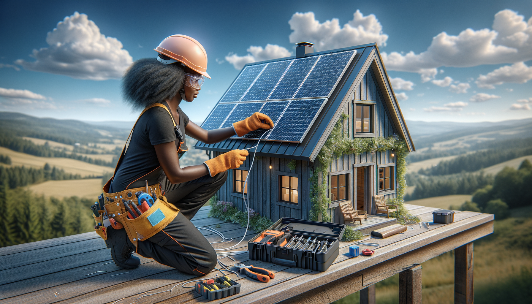 ALT: Professional solar panel installation on a tiny home