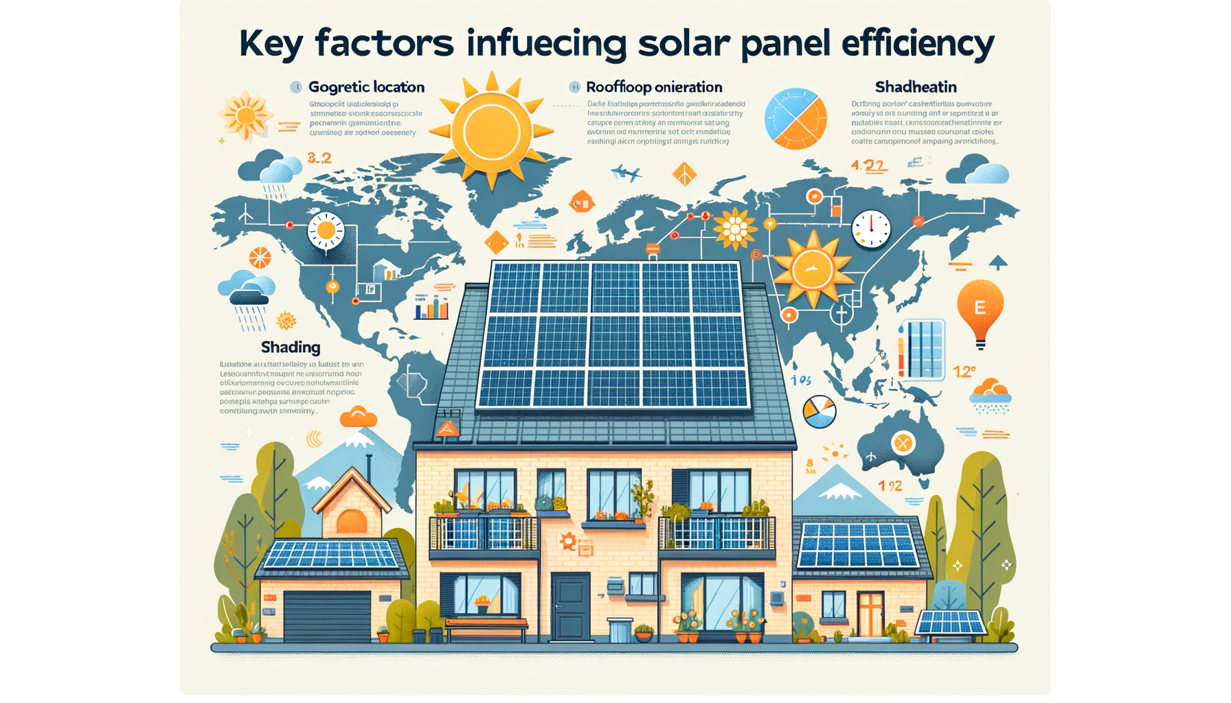 ALT: Factors affecting solar panel efficiency infographic